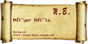 Máyer Béla névjegykártya