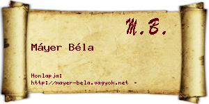 Máyer Béla névjegykártya